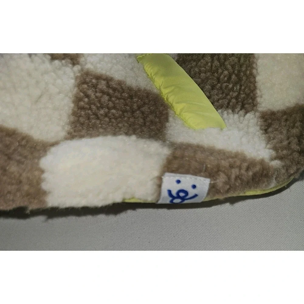Oodles Dog Fleece Jacket Small S NWT Brown Cream Checkered Snap Button Fleece